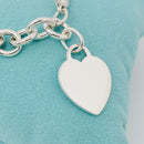 SMALL 6.5" Tiffany Charm Bracelet in Sterling Silver Classic Blank Heart Tag-4