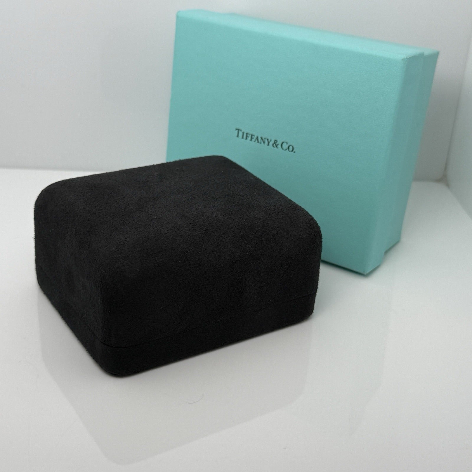 Tiffany Black Suede Leather Watch or Bracelet Presentation Storage Gift Blue Box