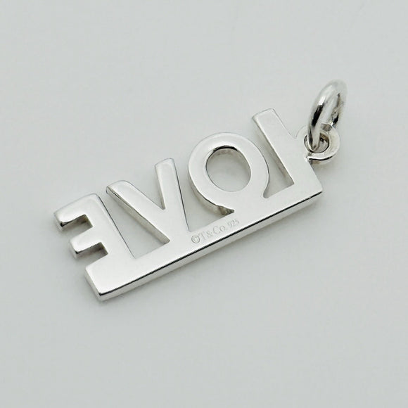Tiffany Love Word Charm or Pendant in Sterling Silver for Keychain or Key Ring