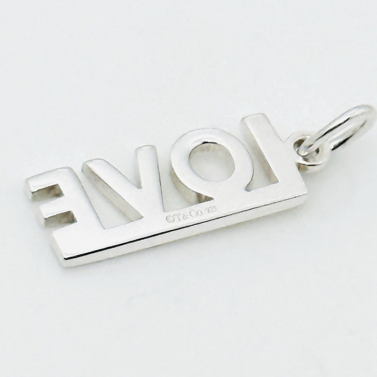 Tiffany Love Word Charm or Pendant in Sterling Silver for Keychain or Key Ring