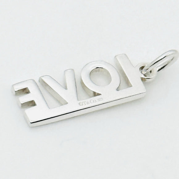 Tiffany Love Word Charm or Pendant in Sterling Silver for Keychain or Key Ring