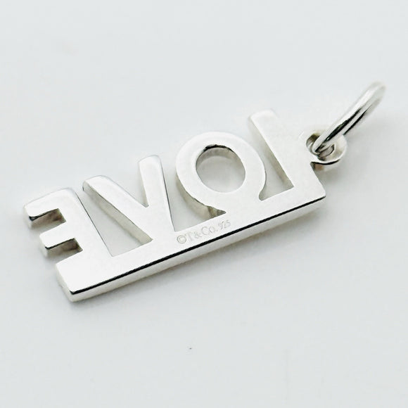 Tiffany Love Word Charm or Pendant in Sterling Silver for Keychain or Key Ring