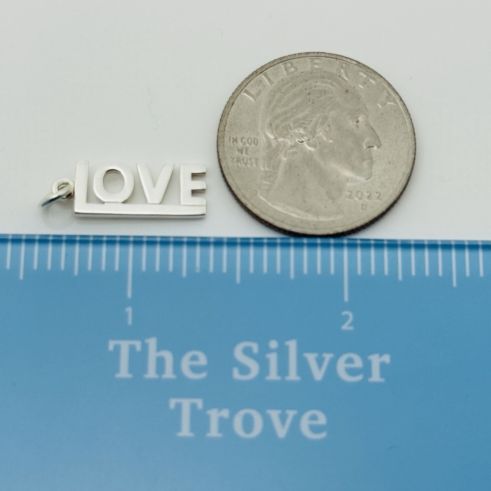 Tiffany Love Word Charm or Pendant in Sterling Silver for Keychain or Key Ring