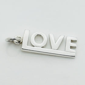 Tiffany Love Word Charm or Pendant in Sterling Silver for Keychain or Key Ring
