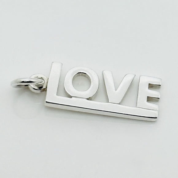 Tiffany Love Word Charm or Pendant in Sterling Silver for Keychain or Key Ring