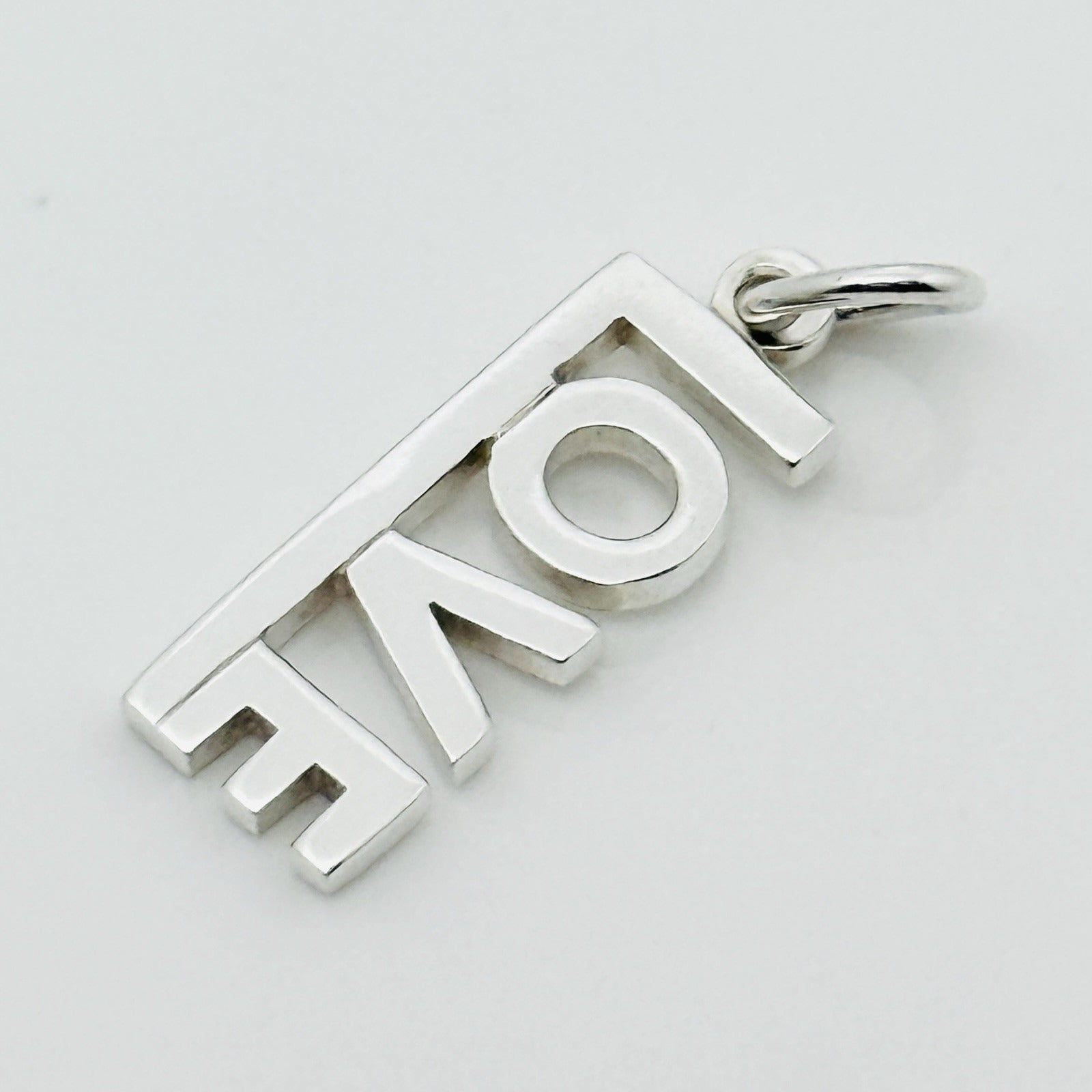 Tiffany Love Word Charm or Pendant in Sterling Silver for Keychain or Key Ring - 0
