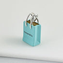 Tiffany & Co Blue Enamel Shopping Gift Bag Charm Pendant in Sterling Silver-3