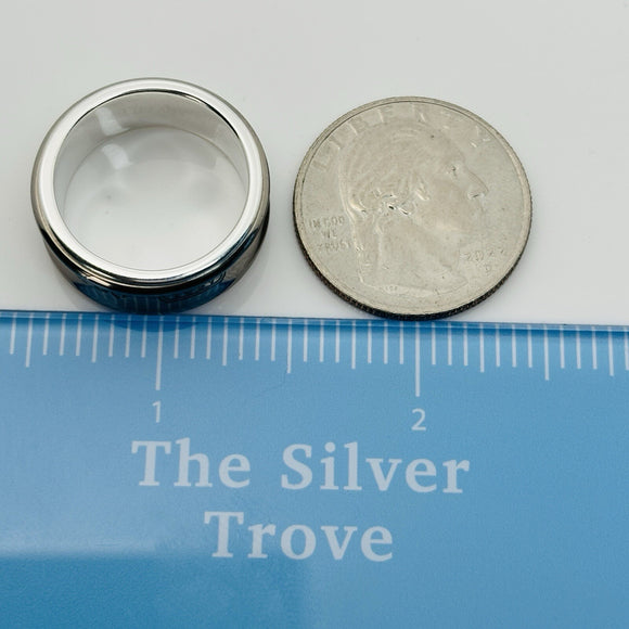 Size 7.5 Tiffany & Co 1837 Grey Titanium and Silver Ring Band Mens Unisex