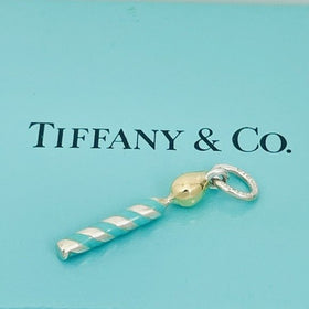 Tiffany & Co Birthday Candle Charm or Pendant in 18K Gold Blue Enamel and Silver
