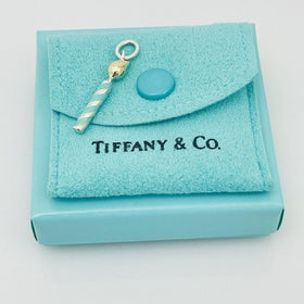Tiffany & Co Birthday Candle Charm or Pendant in 18K Gold Blue Enamel and Silver - 0