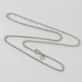 30" Tiffany & Co Bead Necklace Dog Chain with Lobster Clasp 2.3mm Beads Silver - 0