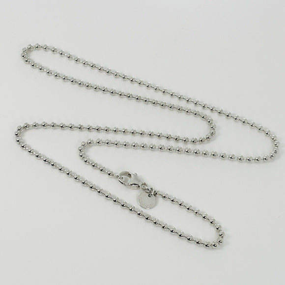 30" Tiffany & Co Bead Necklace Dog Chain with Lobster Clasp 2.3mm Beads Silver