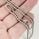 30" Tiffany & Co Bead Necklace Dog Chain with Lobster Clasp 2.3mm Beads Silver-3