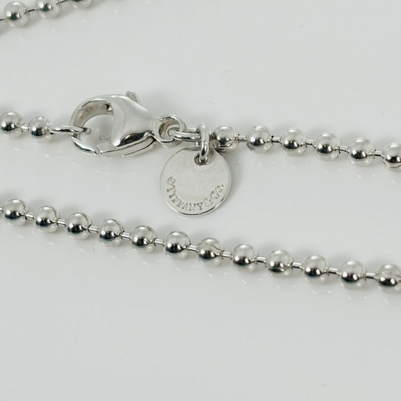 30" Tiffany & Co Bead Necklace Dog Chain with Lobster Clasp 2.3mm Beads Silver