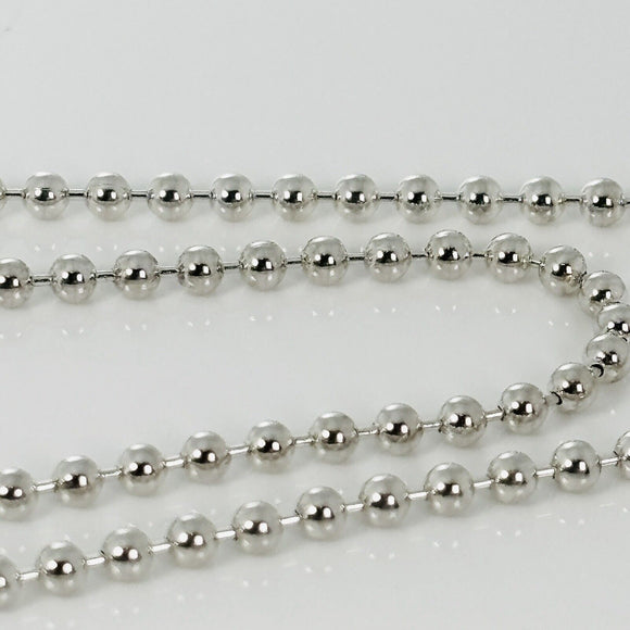 30" Tiffany & Co Bead Necklace Dog Chain with Lobster Clasp 2.3mm Beads Silver