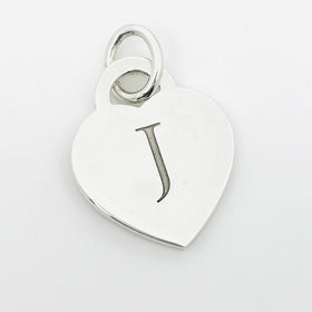Tiffany & Co. Letter J Heart Pendant Charm Notes Alphabet in 925 Sterling Silver