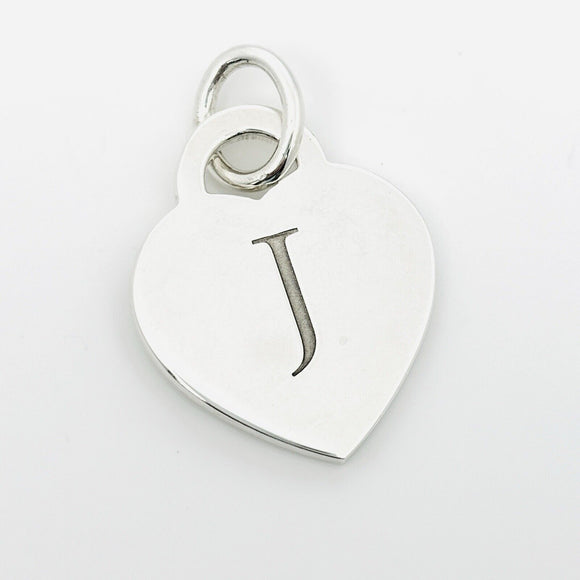 Tiffany & Co. Letter J Heart Pendant Charm Notes Alphabet in 925 Sterling Silver