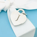 Tiffany & Co. Letter J Heart Pendant Charm Notes Alphabet in 925 Sterling Silver-5