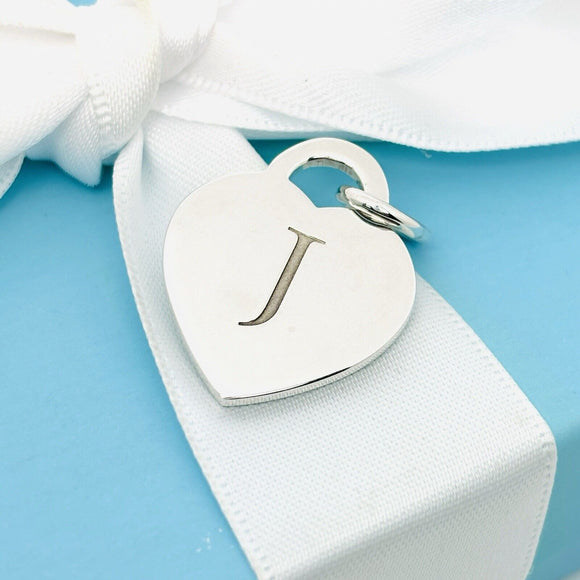Tiffany & Co. Letter J Heart Pendant Charm Notes Alphabet in 925 Sterling Silver