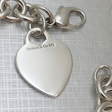 7.5" Medium Tiffany & Co Sterling Silver Blank Heart Tag Charm Bracelet