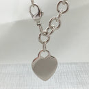7.5" Medium Tiffany & Co Sterling Silver Blank Heart Tag Charm Bracelet-2