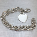 7.5" Medium Tiffany & Co Sterling Silver Blank Heart Tag Charm Bracelet-4