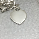 7.5" Medium Tiffany & Co Sterling Silver Blank Heart Tag Charm Bracelet-5