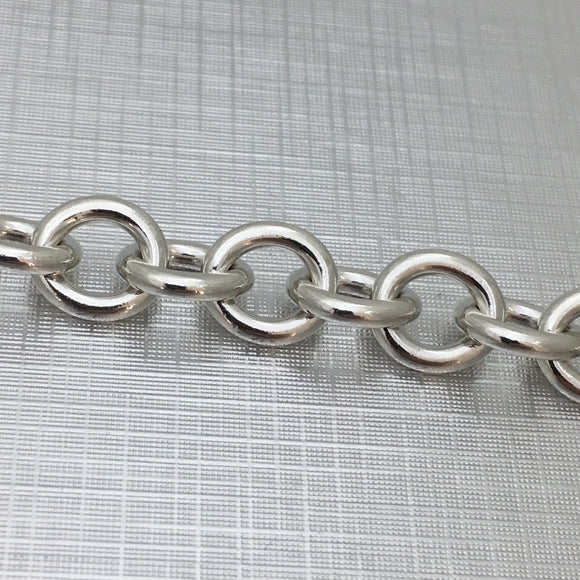 7.5" Medium Tiffany & Co Sterling Silver Blank Heart Tag Charm Bracelet