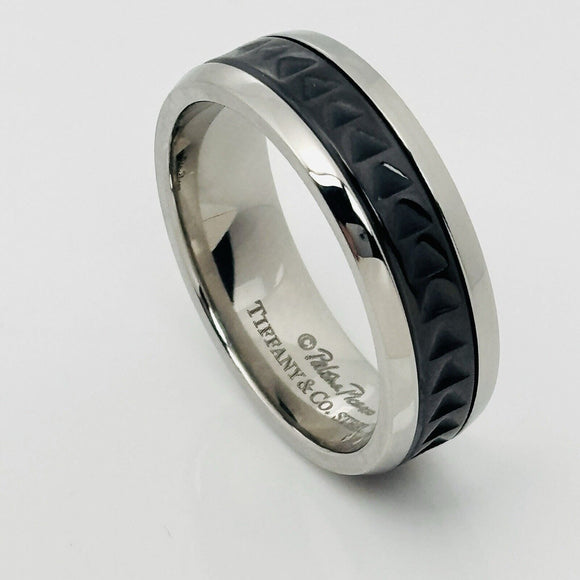 Size 9 Tiffany Caliper Ring Paloma Picasso Black Titanium Steel Mens Unisex