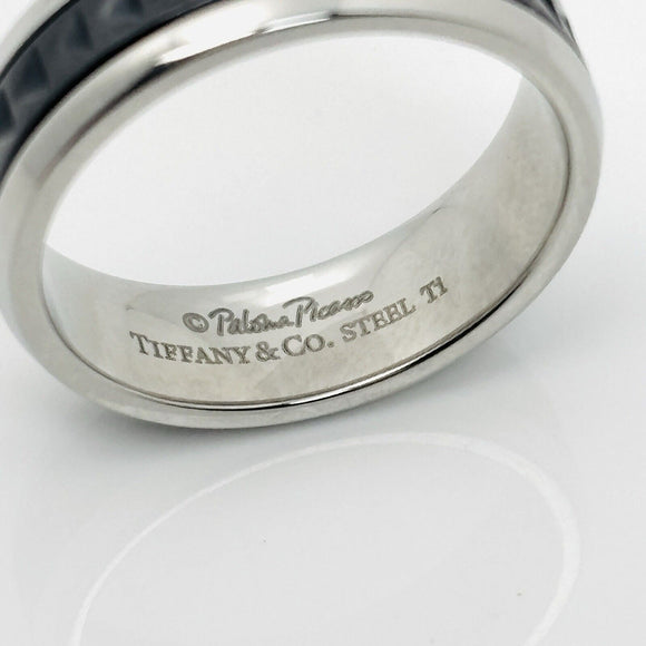 Size 9 Tiffany Caliper Ring Paloma Picasso Black Titanium Steel Mens Unisex
