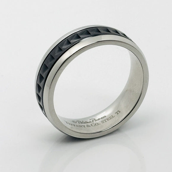 Size 9 Tiffany Caliper Ring Paloma Picasso Black Titanium Steel Mens Unisex