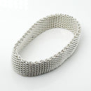 7" Small Tiffany & Co Silver Somerset Mesh Weave Flexible Bangle Bracelet-2