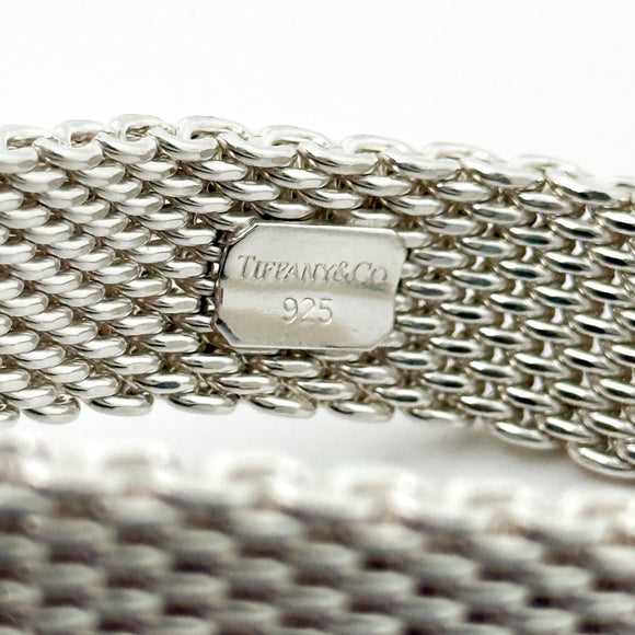 7" Small Tiffany & Co Silver Somerset Mesh Weave Flexible Bangle Bracelet