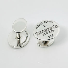Please Return to Tiffany Oval Cufflinks in Silver with Hallmarks on Back