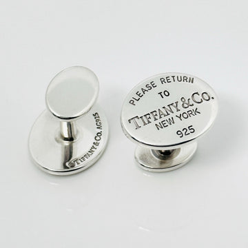 Please Return to Tiffany Oval Cufflinks in Silver with Hallmarks on Back