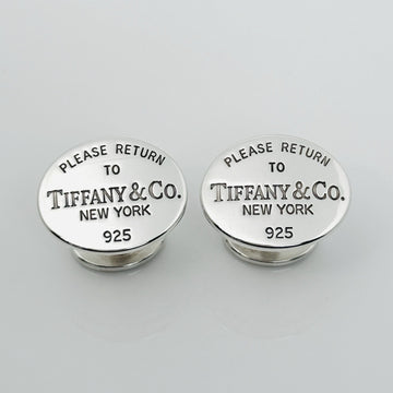 Please Return to Tiffany Oval Cufflinks in Silver with Hallmarks on Back - 0