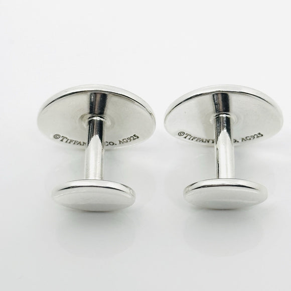 Please Return to Tiffany Oval Cufflinks in Silver with Hallmarks on Back
