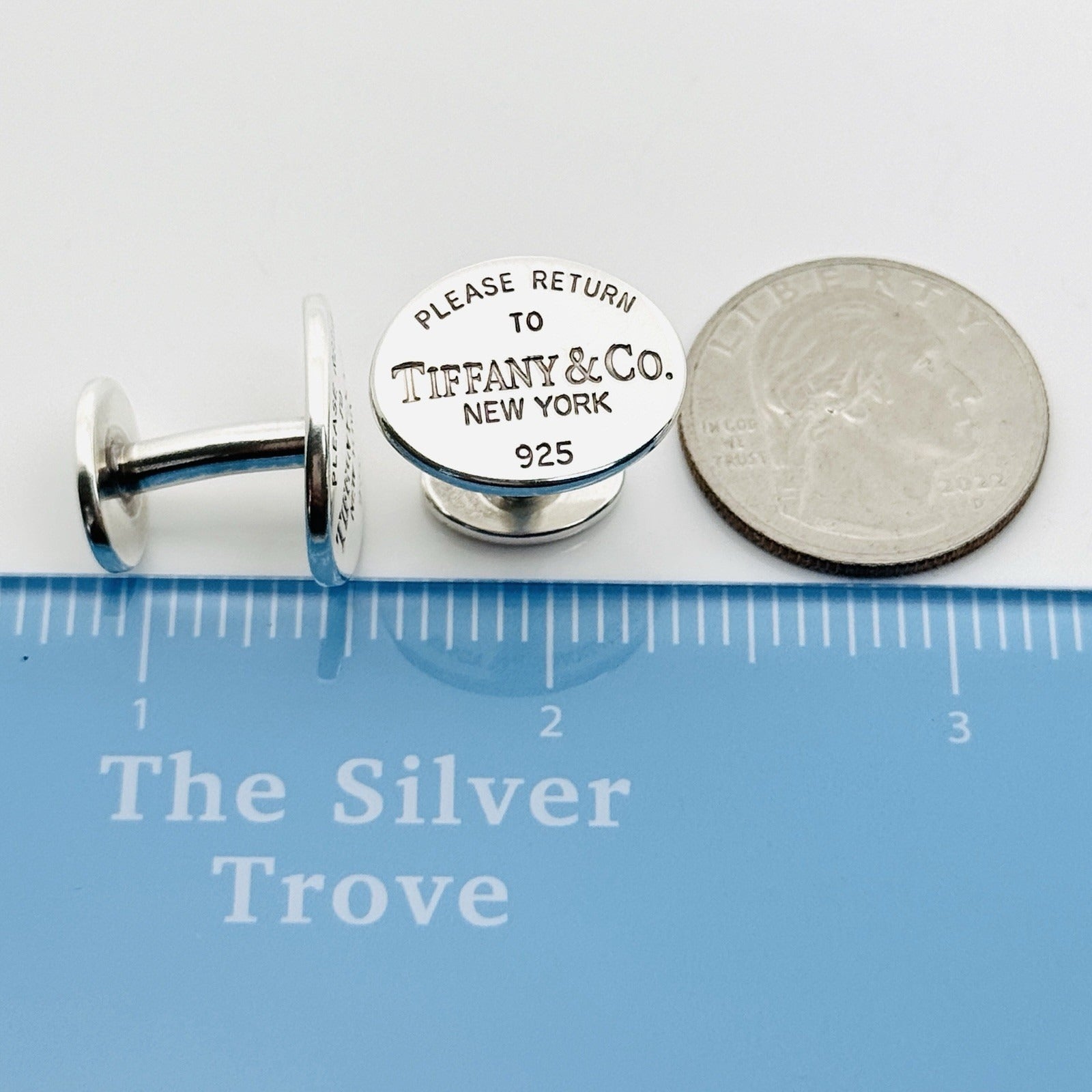 Please Return to Tiffany Oval Cufflinks in Sterling Silver | The