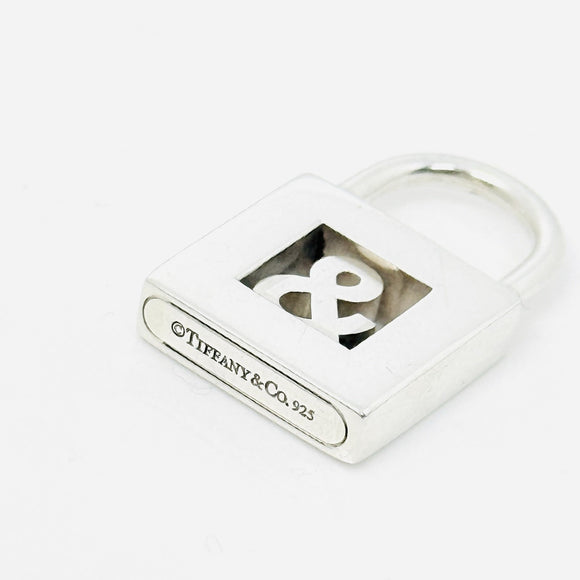 Tiffany Ampersand Alphabet Padlock Lock Charm Pendant in Sterling Silver