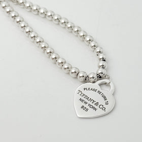 18" Please Return to Tiffany Heart Tag Pendant Necklace on Bead Chain Silver