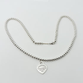 18" Please Return to Tiffany Heart Tag Pendant Necklace on Bead Chain Silver - 0