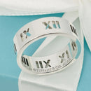 Size 11.5 Tiffany Atlas Ring Stencil Cutout Open Roman Numeral Wide Band Mens-1