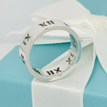 Size 11.5 Tiffany Atlas Ring Stencil Cutout Open Roman Numeral Wide Band Mens - 0