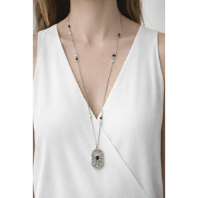 36" Tiffany & Co. Ziegfeld Pearl and Black Onyx Oval Pendant Necklace - 0