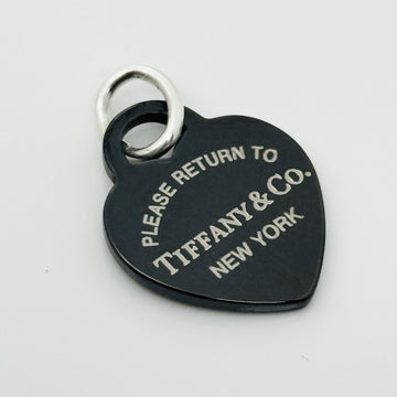 Return to Tiffany Black Heart Tag Pendant or Charm in Titanium and 925 Silver - 0