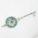 Tiffany & Co Blue Enamel Round Quatrefoil Daisy Flower Key Pendant in Silver-1