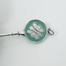 Tiffany & Co Blue Enamel Round Quatrefoil Daisy Flower Key Pendant in Silver-5