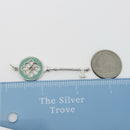 Tiffany & Co Blue Enamel Round Quatrefoil Daisy Flower Key Pendant in Silver-6