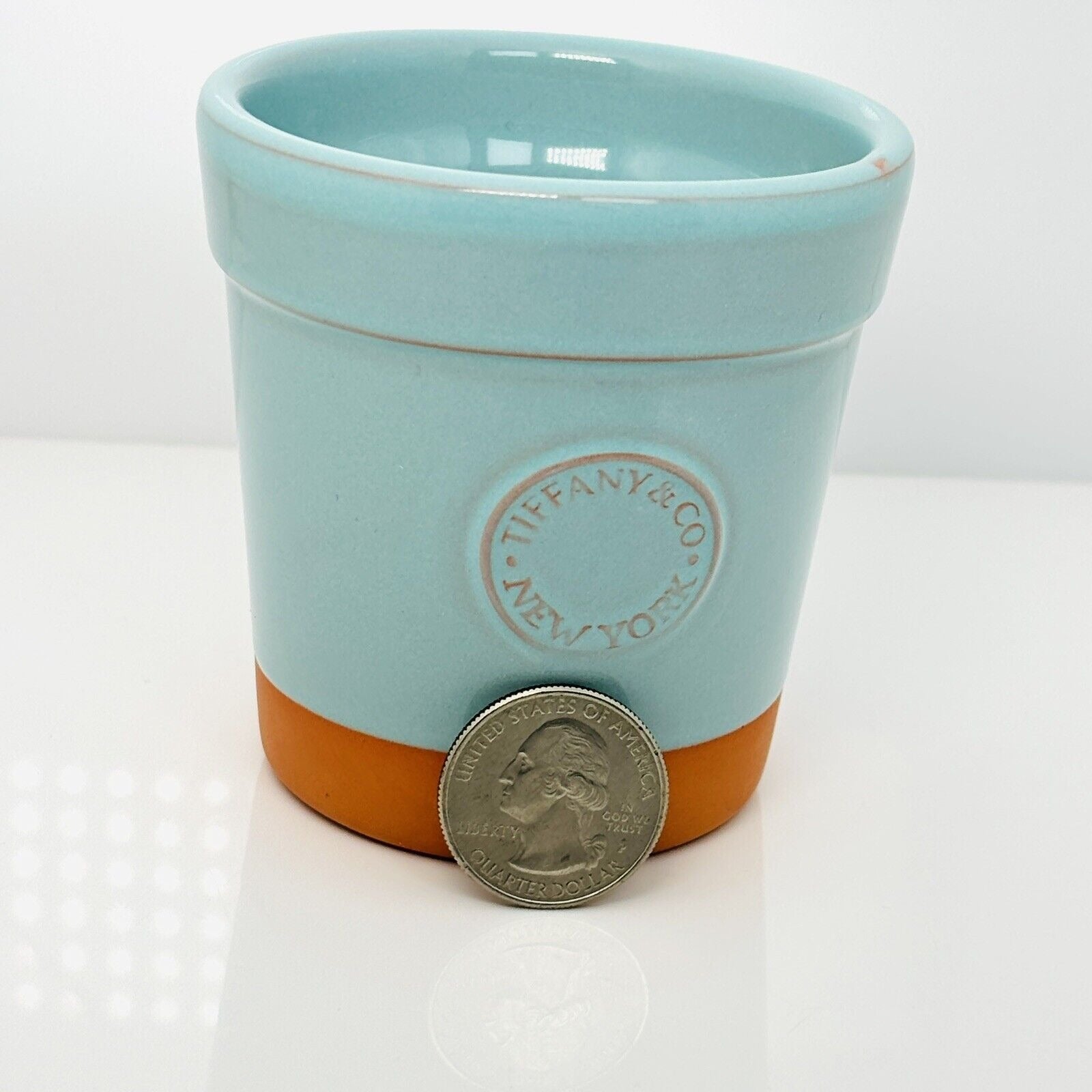 TIFFANY & CO フラワーポット テラコッタ 植木鉢 ティファニー Tiffany & Co New York Terra-Cotta Terracotta Blue Glazed Flower