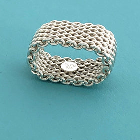 Size 6 Tiffany & Co Somerset Mesh Basket Weave Ring in Sterling Silver